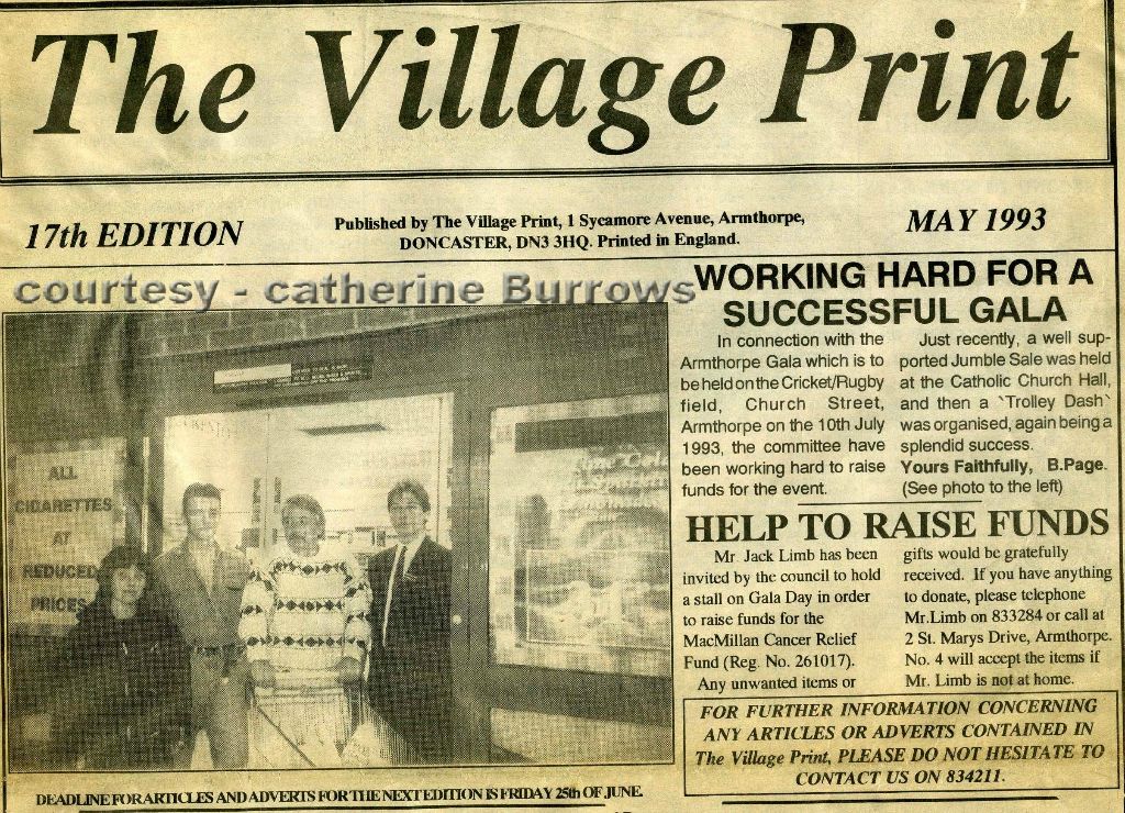 THE VILLAGE PRINT MAY 1993 RUN BY CATHERINE BURROWS - REMEMBER IT?